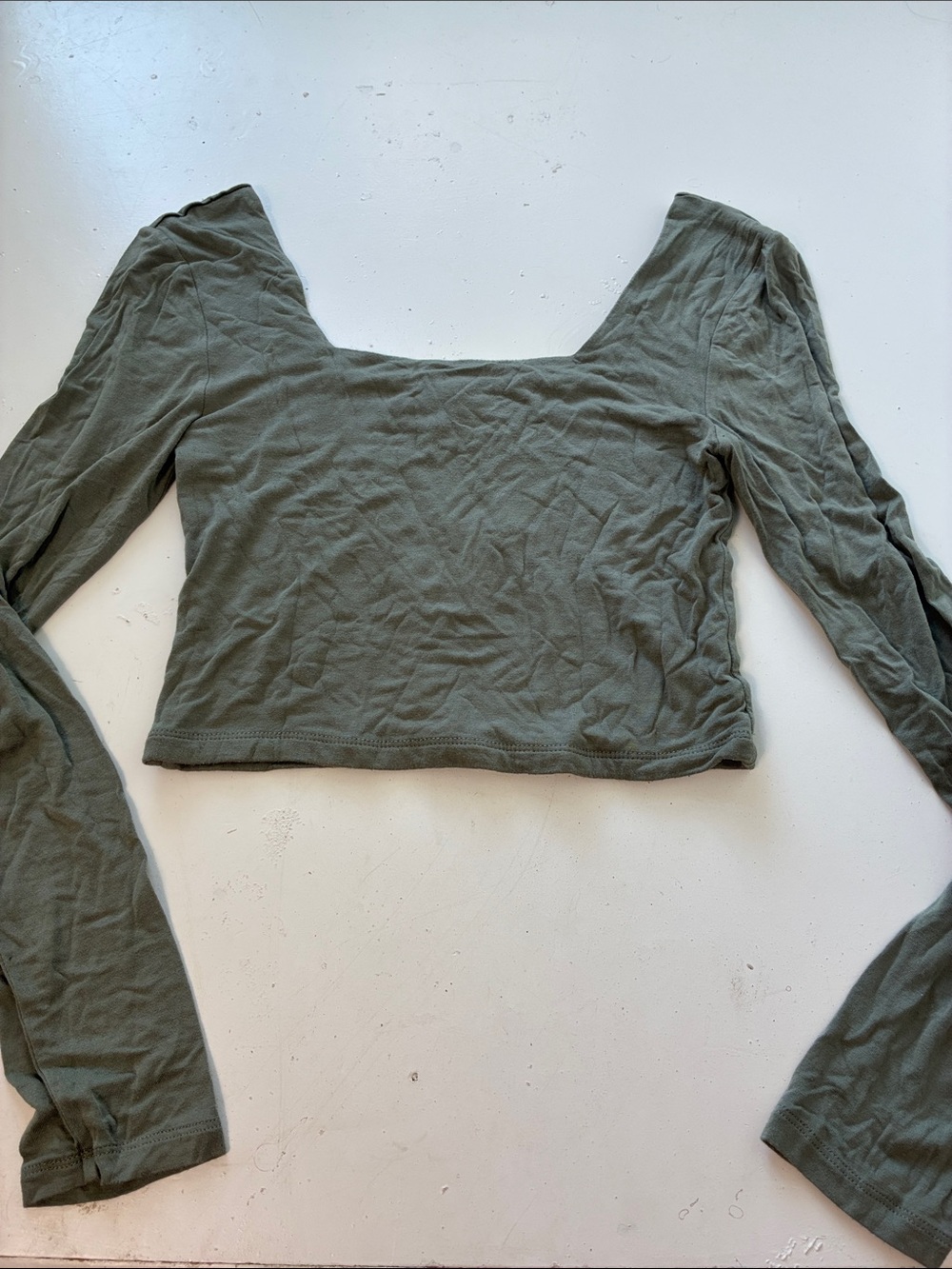 Originality Small Green Long Sleeve Cropped Going Out Top Blouse
